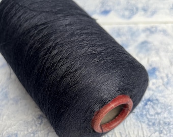 100% Silk Yarn on cone  Lace Italian Yarn for Hand knitting Machine Knitting Crochet Weaving  Color Graphite 100g/5000m (2/100NM)