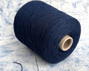 Cotton yarn on cone made for Chanel Machine Knitting Hand Knitting 88/3/9% Cotton/Cashmere/Polyamide 500m/100g (546yards/3.52oz) Navy