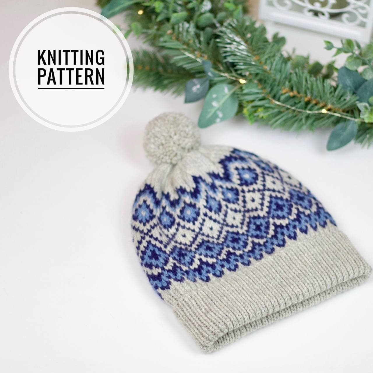 Knitting Pattern Easy Knit Pattern Hat , Fair Isle Winter Hat - Etsy