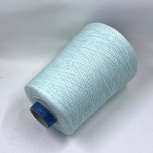 Cotton yarn, 85/15% Cotton/Cashmere- 100 g/ 3000 m - Color Pale mint, Italian Lace Yarn, yarn on cone, Hand Knitting, Machine Knitting