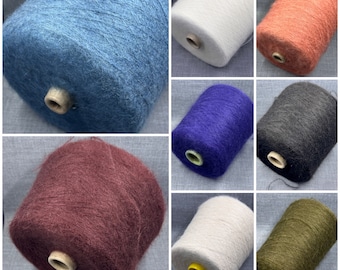 Kid Mohair Yarn - 70/30% Kid Mohair/PA,  100 g/ 900m - Yarn on cone, Cone Italy Yarn,  Hand Knitting, Machine Knitting