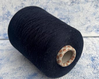100% Silk Yarn on cone  Lace Italian Yarn for Hand knitting Machine Knitting Crochet Weaving  Color Dark blue 100g/6000m (2/120NM)