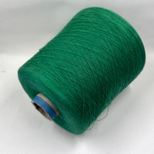 Cotton yarn, 85/15% Cotton/Cashmere- 100 g/ 3000 m - Color Green, Italian Lace Yarn, yarn on cone, Hand Knitting, Machine Knitting