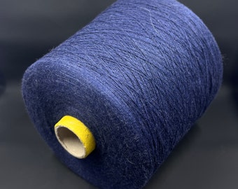 Cotton blend yarn, 85/15% Cotton/Cashmere - 100g/ 3000m - Italian Lace Yarn, Color Midnight blue, Machine Knitting Summer yarn