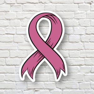 Breast Cancer Awareness Pink Ribbon Kiss-Cut Stickers, Decals, Adhesive Labels, Fundraiser Supplies, Charity Support Merch, Laptop Decals