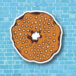 Gefrostete Donut-Aufkleber mit Nussüberzug, süße Aufkleber, Geschenk für Feinschmecker, Dessert-Aufkleber, Bäckerei-Aufkleber, Feinschmecker-Journaldekor