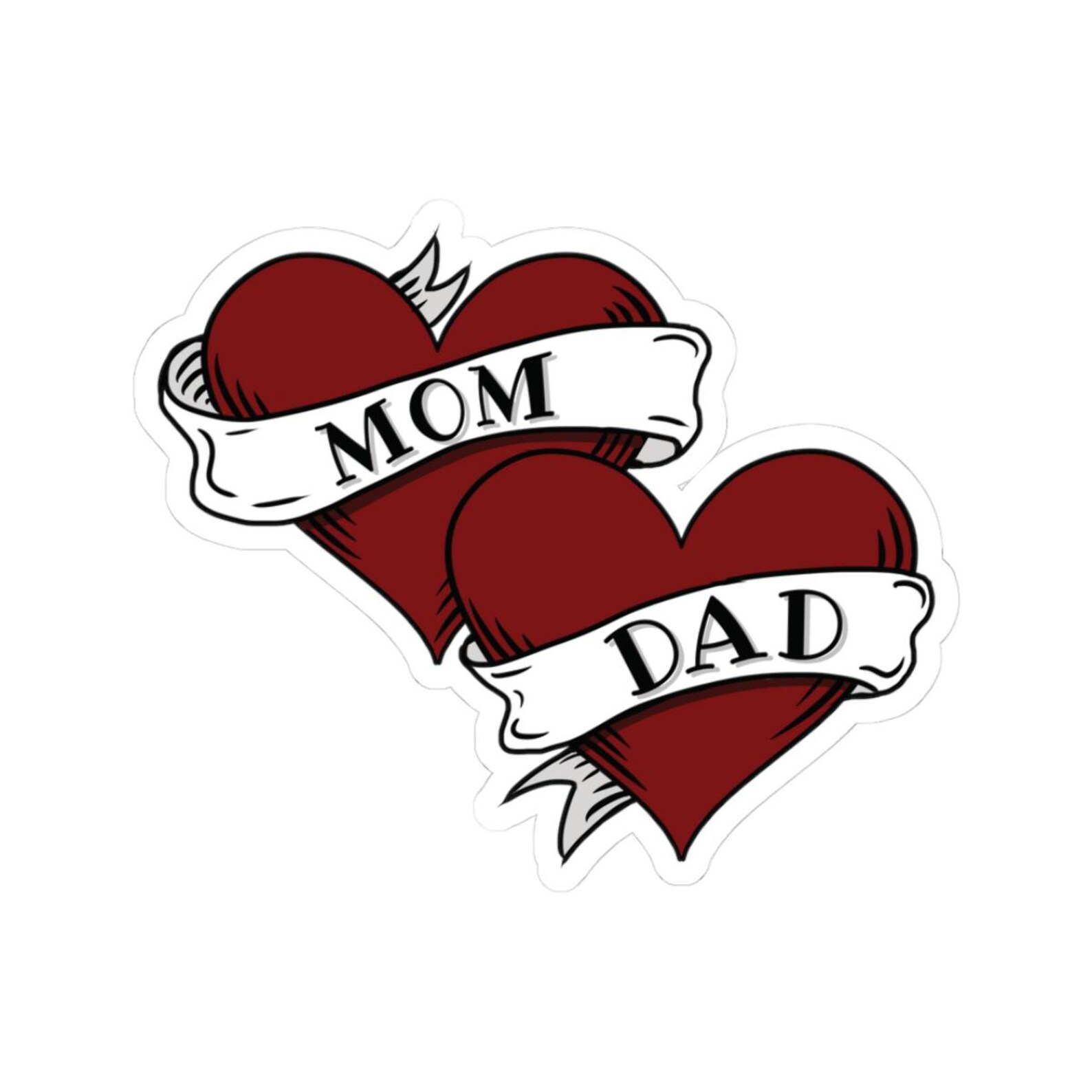 Tattoo Style Mom Dad Banner Kiss-cut Stickers, Love Sticker ...