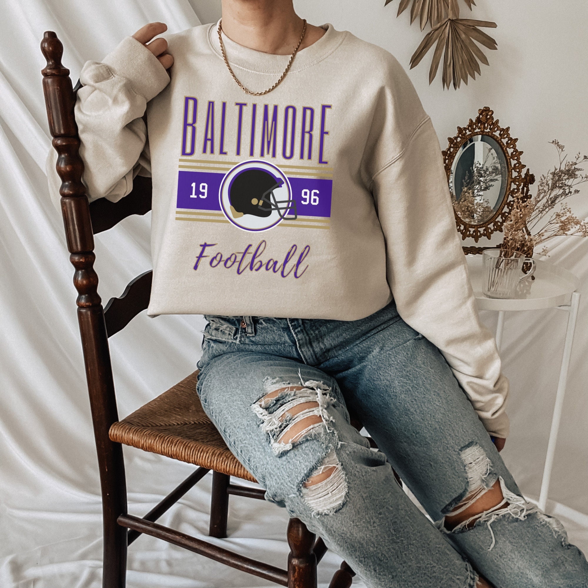 Baltimore Football Retro Crewneck Sweatshirt Vintage 