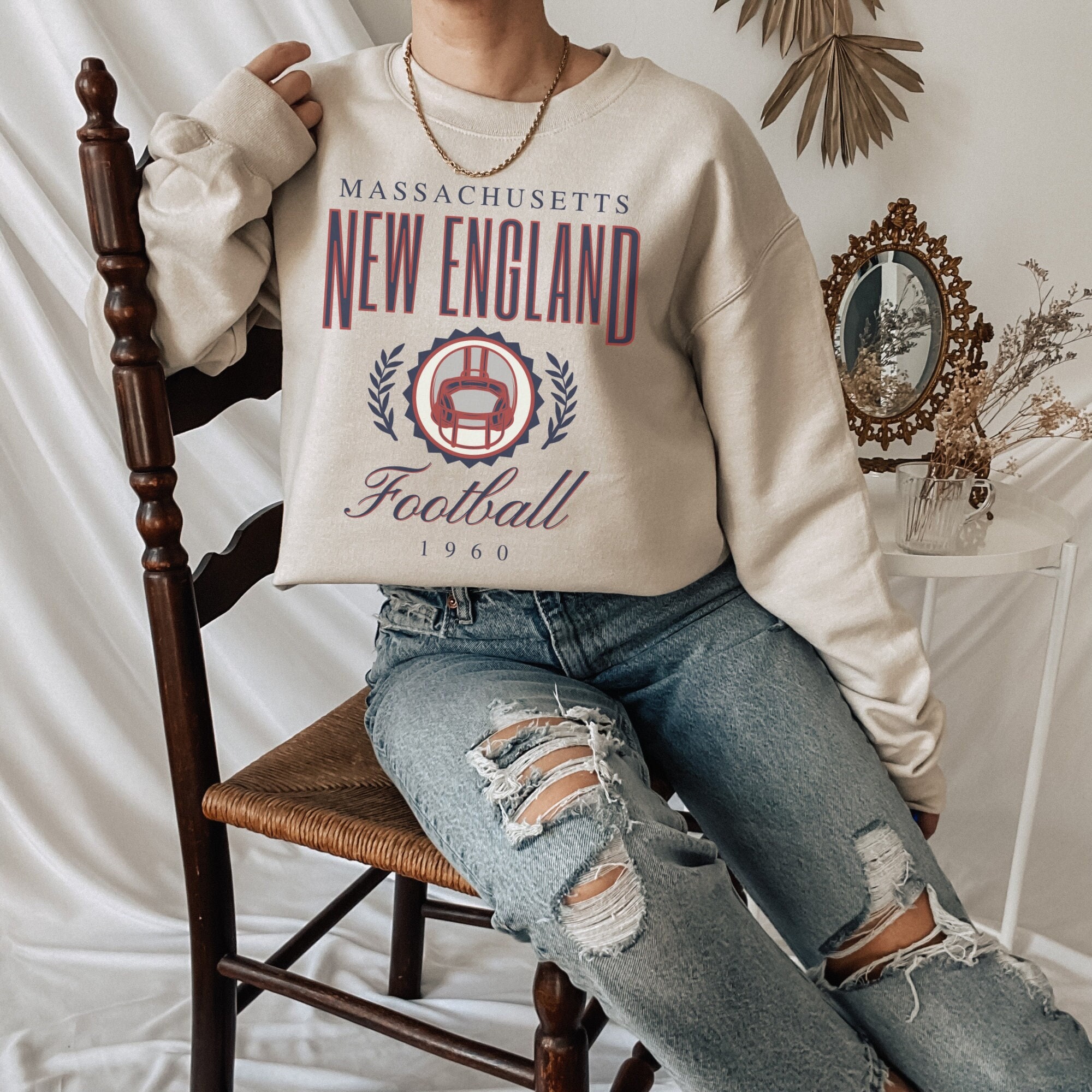 New England Football Vintage Crewneck Sweatshirt Retro New - Etsy