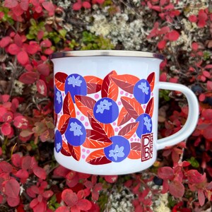 Hand Drawn Blueberry Enamel Mug - 12 oz - Paige Brady Design - PB Design