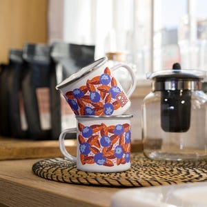 Hand Drawn Blueberry Design - 12 oz Enamel Mug - Perfect for Outdoor Adventures