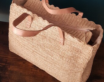 Crocheted raffia bag, raffia bag, raffia bag, straw bag, beach bag, summer bag, straw bag, wicker bag, women's bags, handmade bag