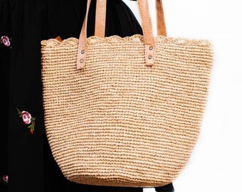 Raffia bag for summer, straw bag, wicker basket, beach bag, handmade raffia bag, raffia tote bag, raffia tote bag