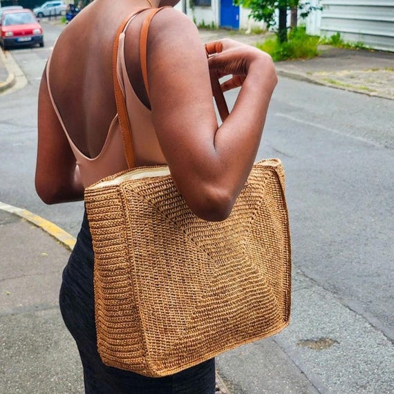 Raffia Summer Bag, Beach Tote, Travel Bag Women, Straw Bag, Vacation Bag, Handmade Raffia Bag, Eco Friendly