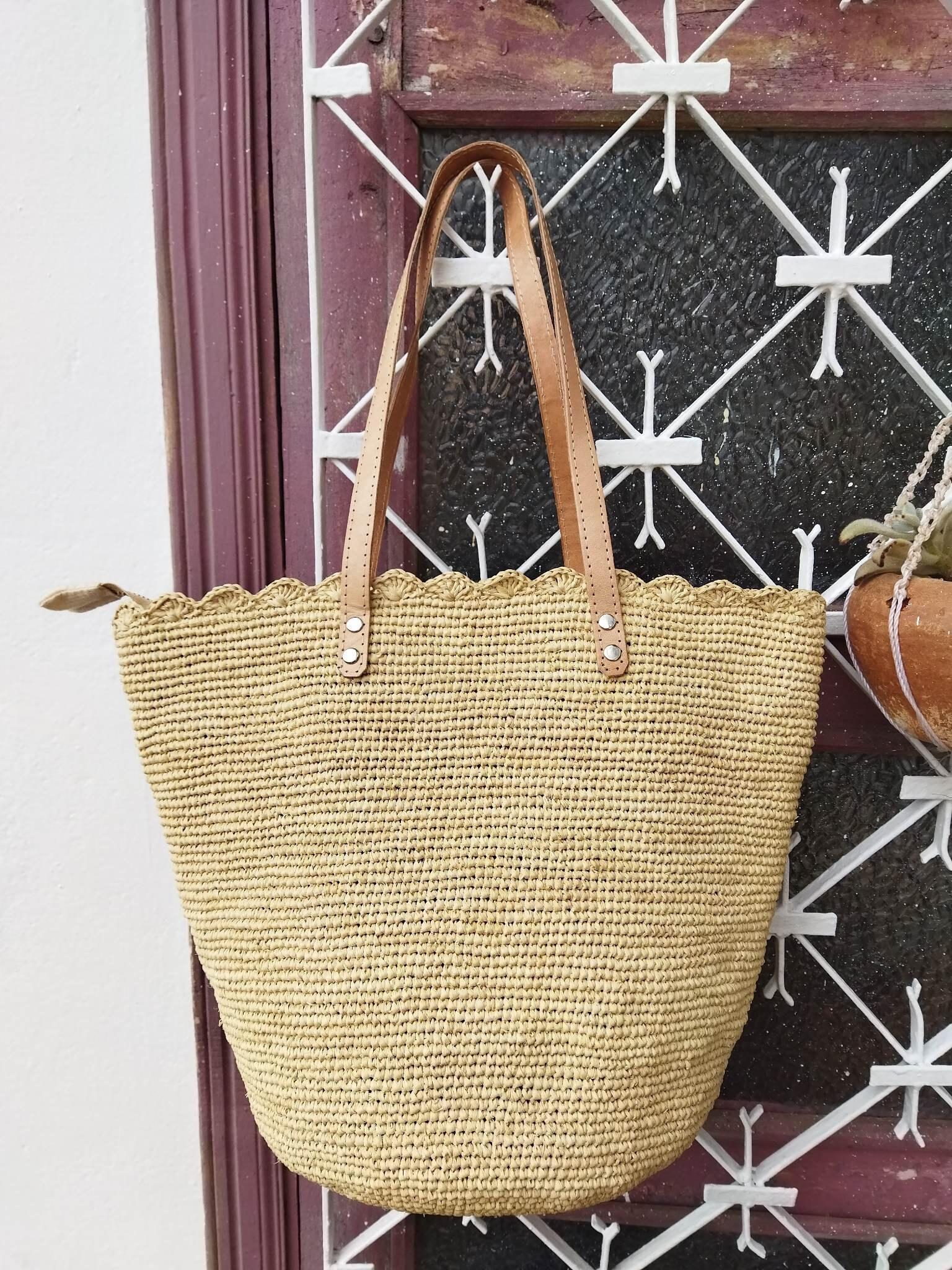 Sac Fourre-tout En Raphia – Couleur Ficelle/beige Clair – Dimensions 46x35x5 Cm – Doublure Tissu – Neuf Sans étiquette