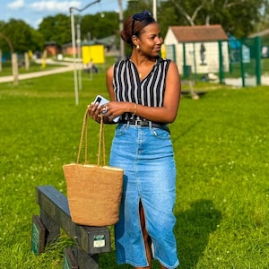 Raffiatasche für den Sommer, Strohtasche, Weidenkorb, Strandtasche, handgemachte Raffiatasche, Raffia-Einkaufstasche, Raffia-Einkaufstasche