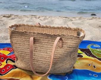 Raffia tote bag, raffia bag, raffia handbag, straw bag, summer bag, beach bag, wicker bag, travel bag, raffia bag