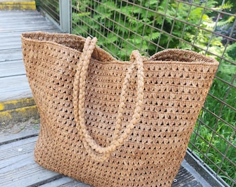 Raffia tote bag - handmade - beach bag - shopping bag - eco-friendly bag - straw bag - summer bag - tote bag