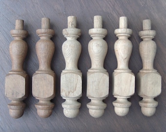 Patas de taburete de roble macizo de 6,5" x6, torneadas a mano, vintage, sin usar, de stock antiguo, 165 mm