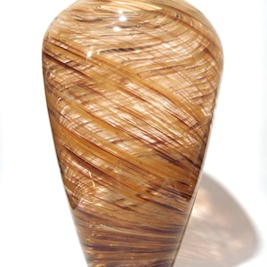 Vintage Murano Glass Vase: 1970s Italian Brown Cream Swirl, 14&quot;