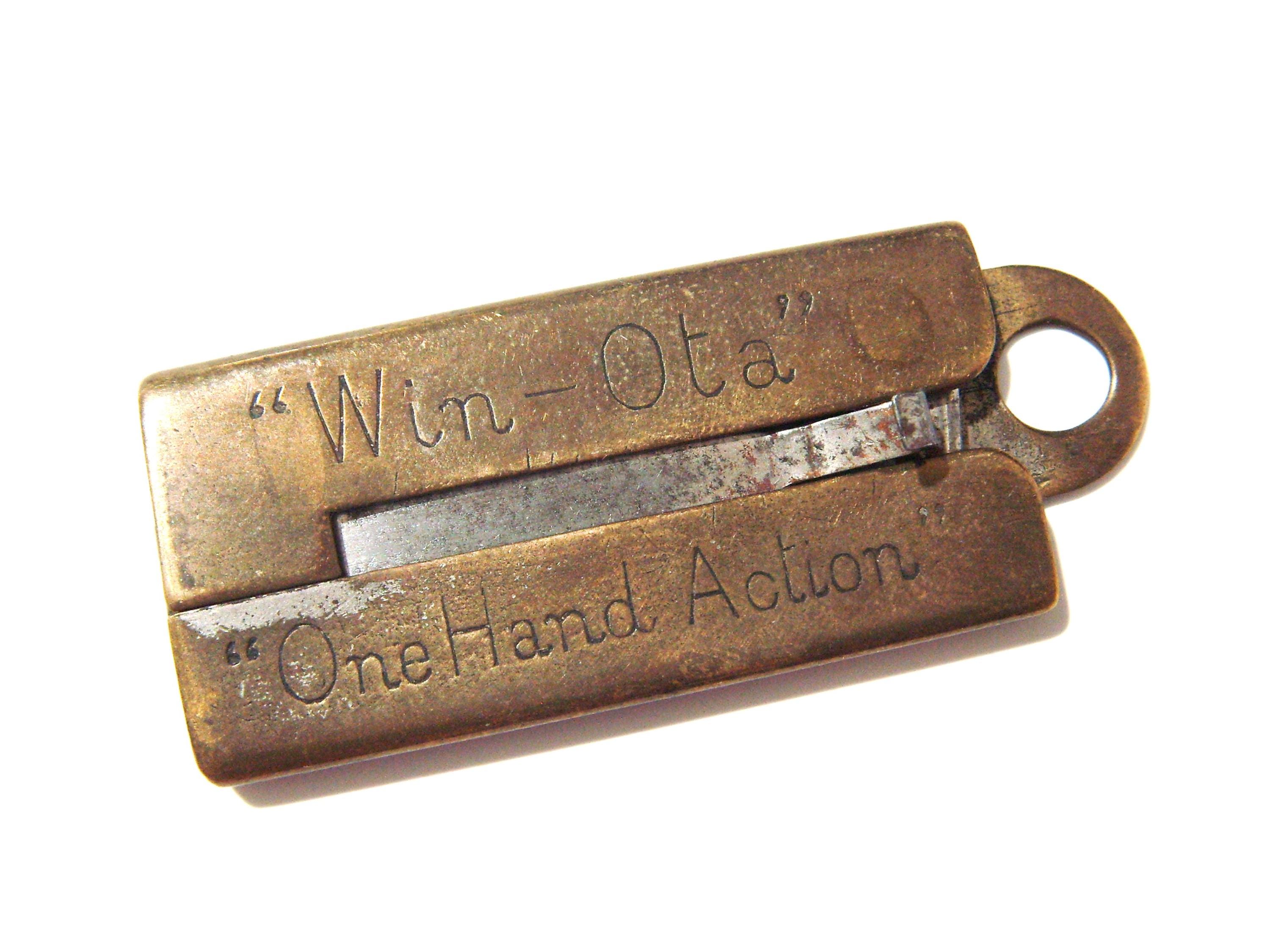 Vintage WIN OTA Sliding Razor Holder: WW2 Escape Kit Tool