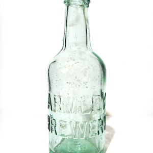 Vintage antiguo THE ARMLEY BREWERY Ltd Leeds Beer Ale Botella Aqua Glass English Breweriana Leeds Brewery