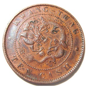 Chinese Republiek 1900- 1906 KWANG TUNG-provincie 10 CASH koperen munt