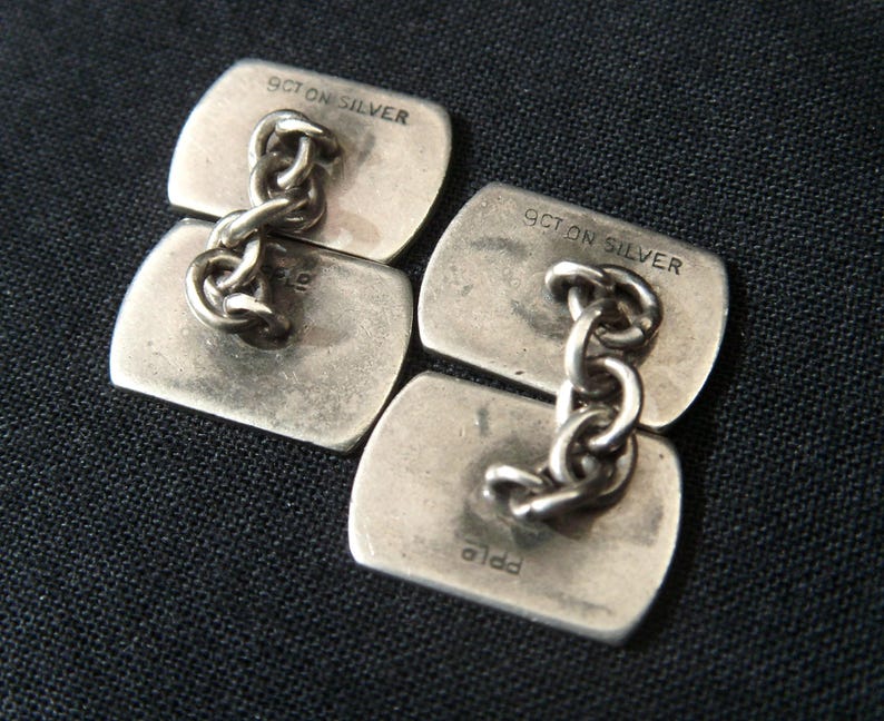 Vintage 9ct Gold on Silver Chain Link Cufflinks – Art Deco Engine ...