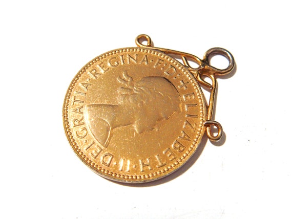 Vinatge 1965 Gold Plated HALF PENNY Coin Necklace… - image 5