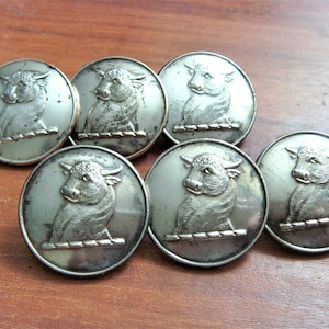Antique Livery Buttons x6 Bulls Head HERRICK Family 1852- 1875 FIRMIN & SONS British Aristocracy