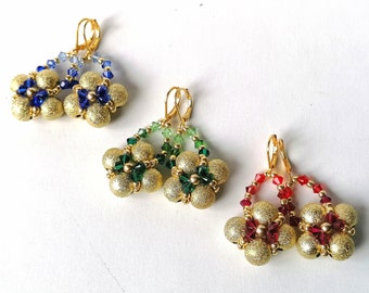 SWAROVSKI CRYSTAL EARRINGS-Swarovski earrings-Flower beaded earrings-Sparkly earrings dangle-Crystal earrings drop-Prom earrings dangle