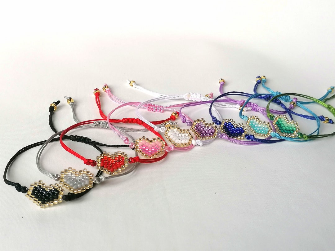 HEART CHARM Braceletheart String Braceletheart Cord Braceletbeaded Heart Braceletminimalist