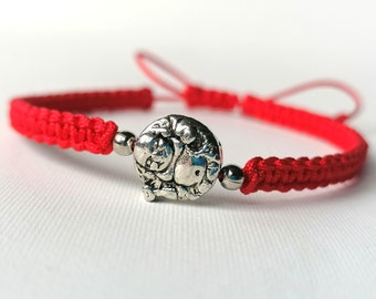 BUDDHA BRACELET-Buddhist bracelet-Good luck charm-Macrame bracelet with charm-Yoga bracelet-Silver buddha bracelet-Red bracelet for woman