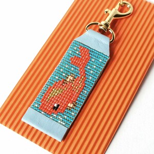 KOI FISH KEYCHAIN-Koi fish key ring-Koi fish pendant-Beaded keychain charm-Leather keychain-Fish keychain-Lucky fish gift-Seed bead keychain