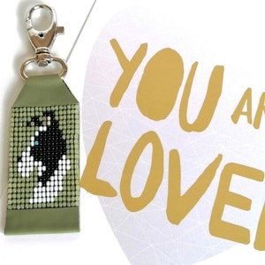 Border Collie Keychain: Seed Bead Dog Lover Gift