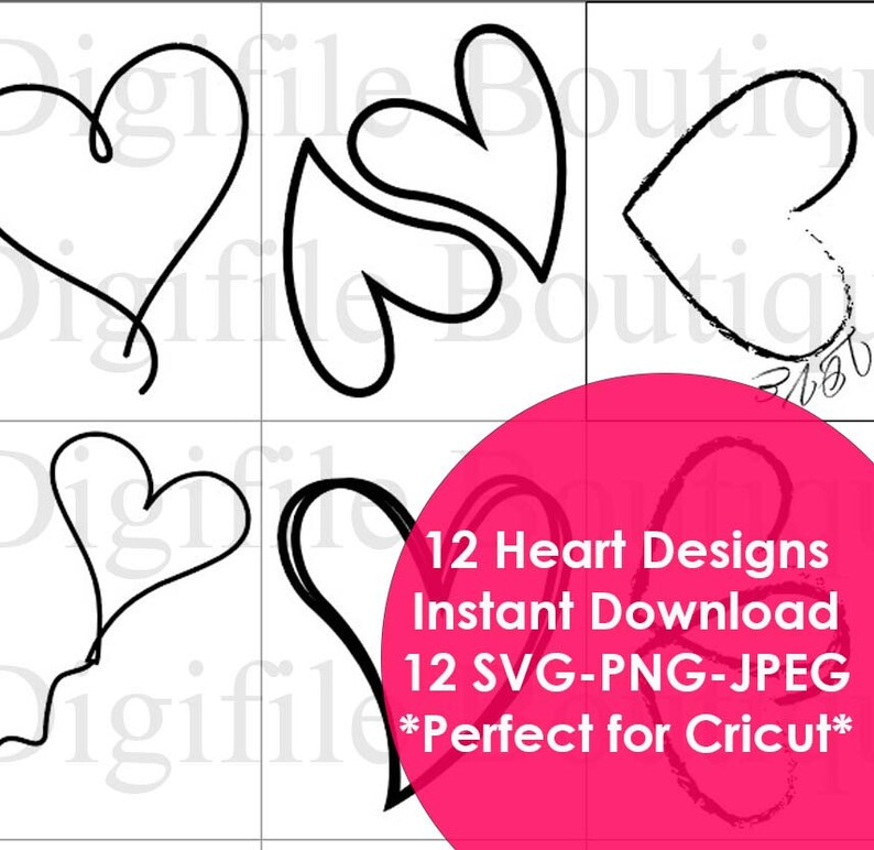 12 Hearts SVG File, Hearts SVG Cricut Cut Files, Hearts Clipart, Heart ...