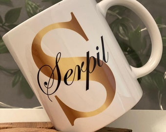 Kaffeetasse Gold Namenstasse Personalisiert Geschenkidee