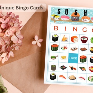 Sushi Party: 30 Printable Sushi Bingo Cards, Sushi Bingo Game, Sushi Game, Party Bingo, Birthday Bingo, Bingo Set, Digital PDF Download