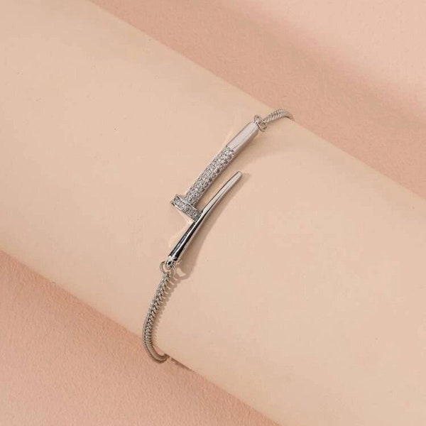 Silver nail bracelet cartier Clearance