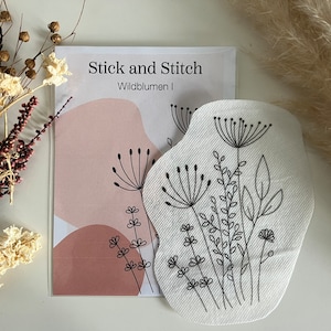 Stick and Stitch - Wildflowers I Embroidery template on embroidery fleece, water-soluble and self-adhesive