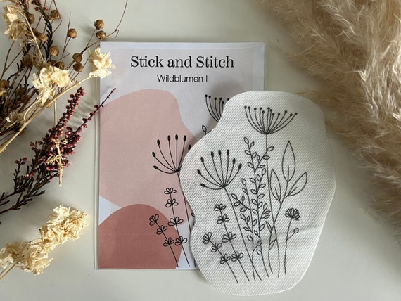 Stick and Stitch Wildflowers I Embroidery Template on Embroidery