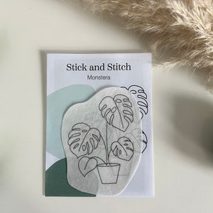 Stick and Stitch - Monstera plant borduursjabloon op borduurvlies, wateroplosbaar en zelfklevend