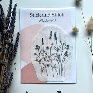 Stick and Stitch - Wildflowers II embroidery template on embroidery fleece, water-soluble and self-adhesive