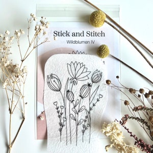 Stick and Stitch - Wildflowers IV borduurpatroon op versteviging, wateroplosbaar en zelfklevend