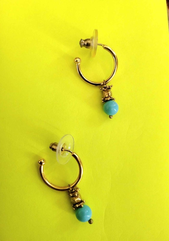 Victorian 14K Gold Earrings and Larimar Stones ...