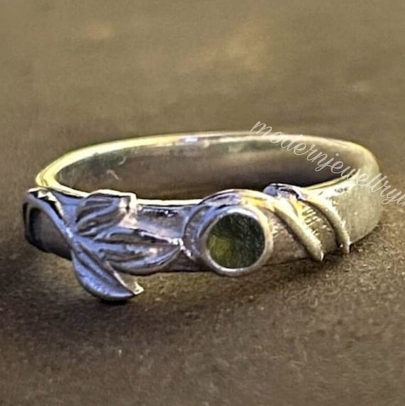 thumbnail image 2 of Rough Moldavite Ring: 925 Sterling Silver, Genuine Czech Stone 2 of 13
