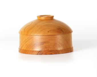 Hand turned lidded wood box, black cherry wooden container, food safe finish