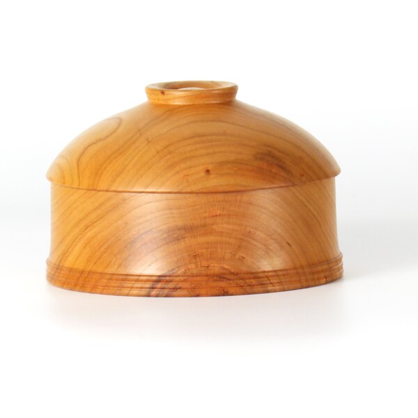 Hand turned lidded wood box, black cherry wooden container, food safe finish