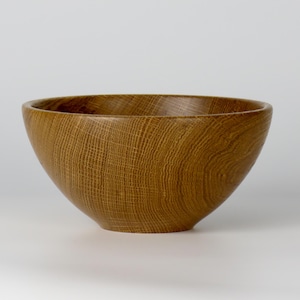 Quartersawn white oak wooden bowl, 6 1/4 inch diameter, hand turned and hand made oak bowl