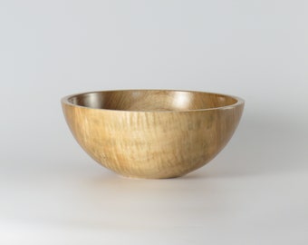 9 3/8 inch Maple wooden bowl, hand turned on a wood lathe